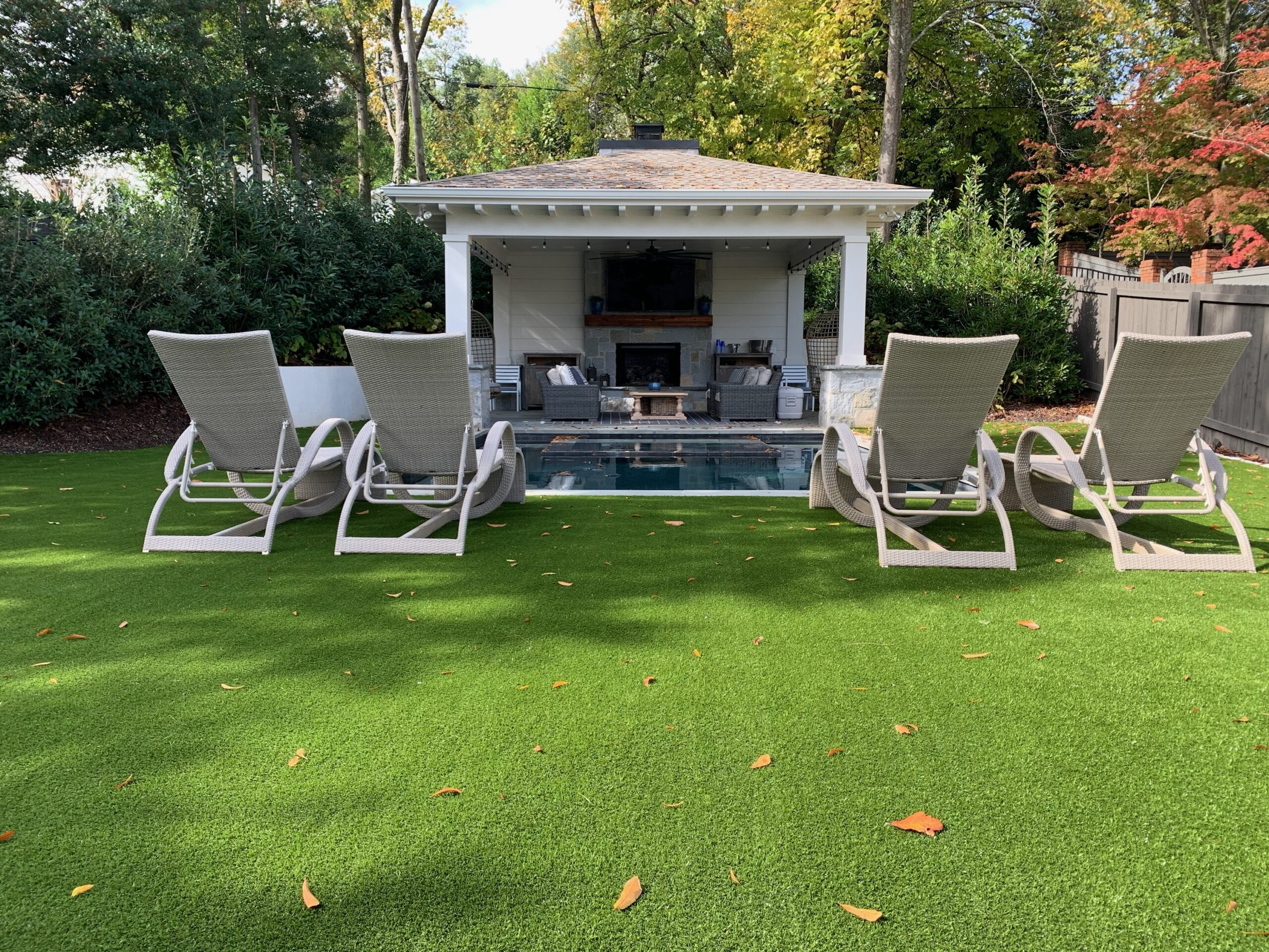 Backyard and pool with K9Grass synthetic grass