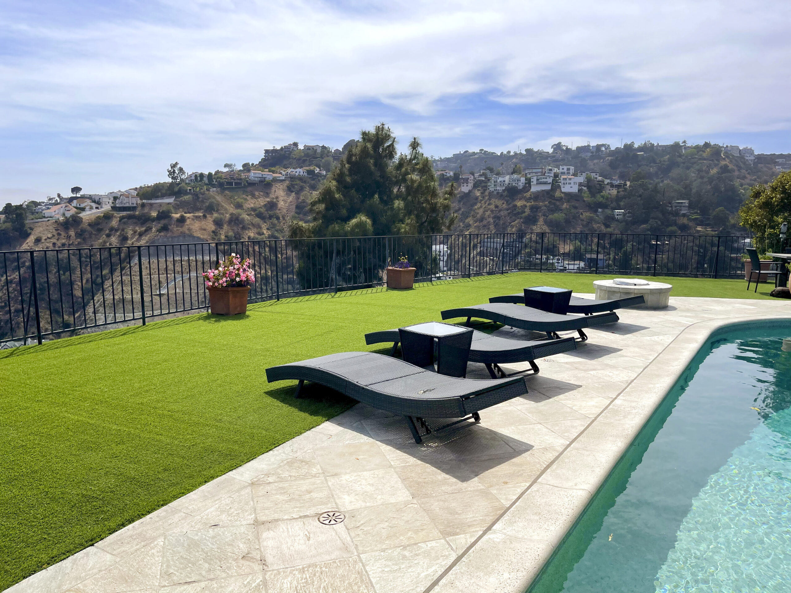 Backyard with pool and K9Grass synthetic turf